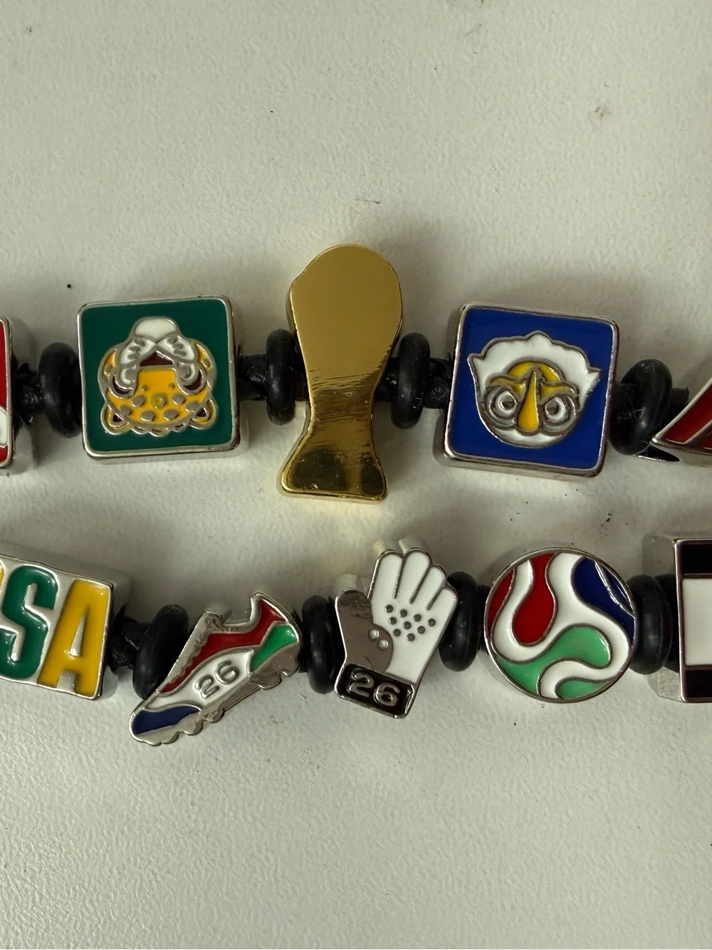 FIFA official Charm Braided Leather Bracelet - Multicolor Enamel Icons - Picture 3 of 14